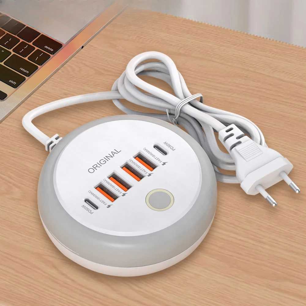 50W Wieloportowa listwa zasilająca Gniazdo USB typu C Szybkie ładowanie Ładowarka ścienna do iPhone'a 16 Xiaomi Szybkie ładowanie Ładowarka do telefonu komórkowego — zdjęcie produktu 2