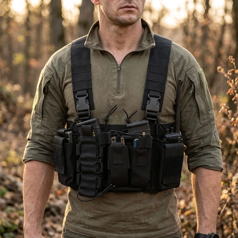 

Chest Rig Lightweight Chest Recon D3 Vest Quick Release Modular Molle Webbing Durable Breathable Tactical Gear for Outdoor