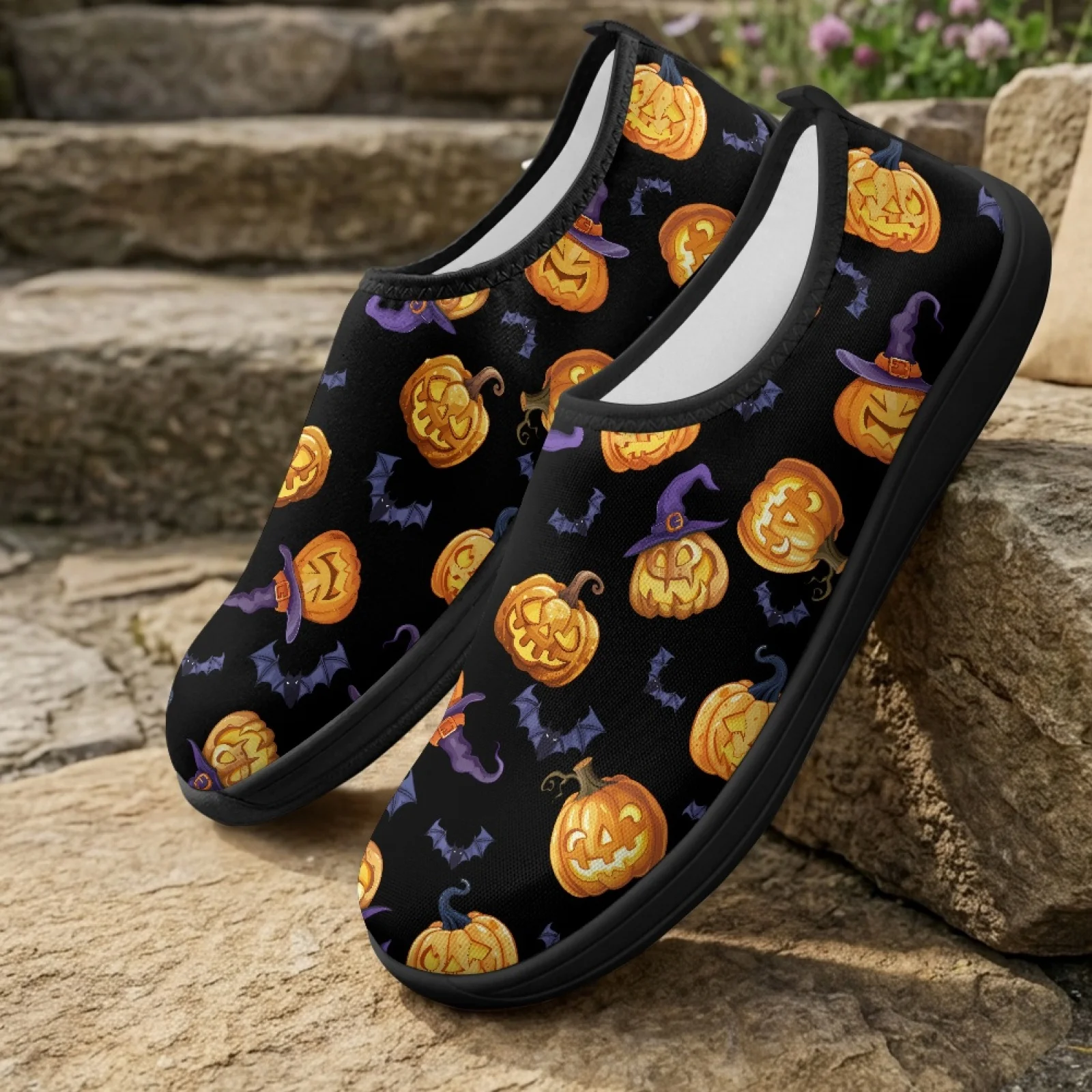 PENSTROLL Smiley Pumpkin 2026 New House Shoes Polyester & EVA Workout Trainers Lightweight Zero Drop Shoes for Tennis
