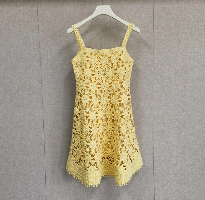 

Women's yellow dress with a vest or a slim-fitting hip skirt