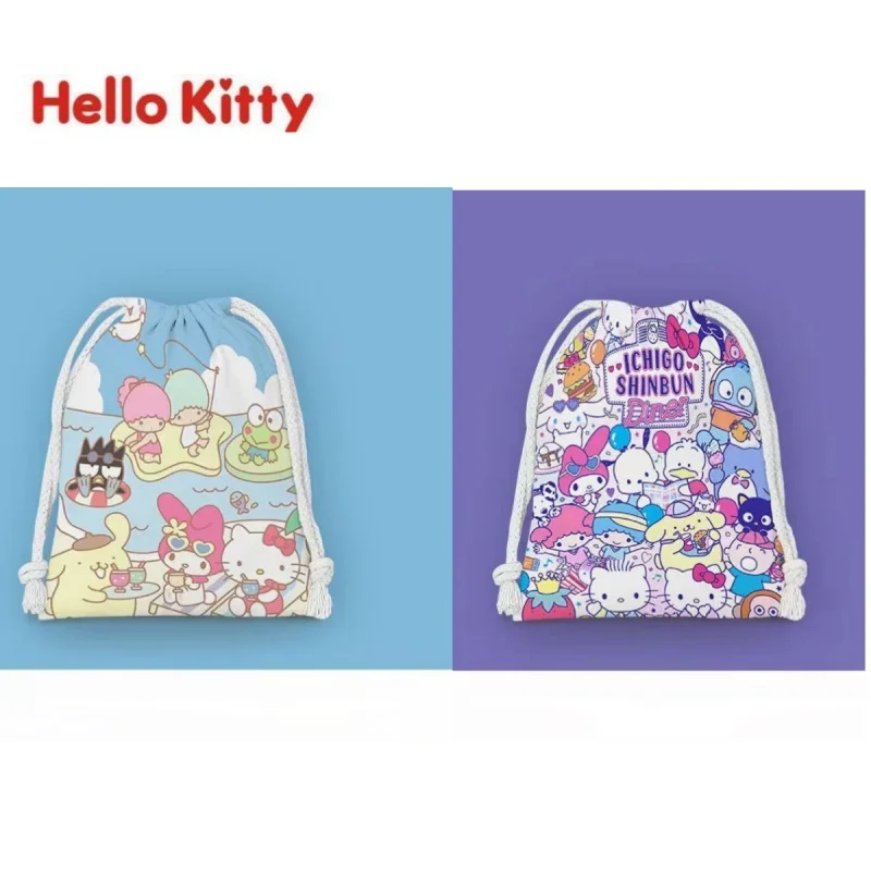 

Sanrio Kurome drawstring storage bag cute cartoon large capacity drawstring dust ring drawstring anime gift bag unisex wholesale