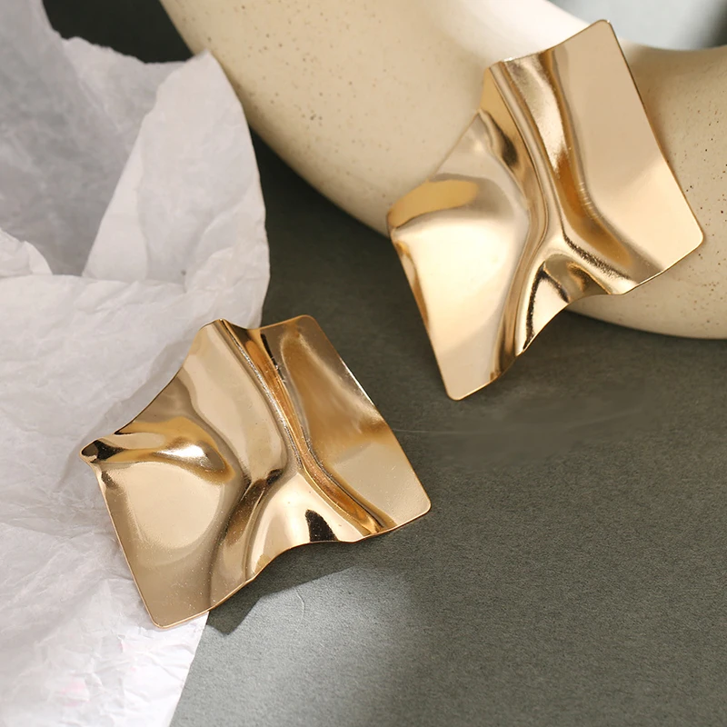 أقراط متدلية معدنية للنساء ، دلايات غير منتظمة ، هندسية ملتوية ، شخصية #3