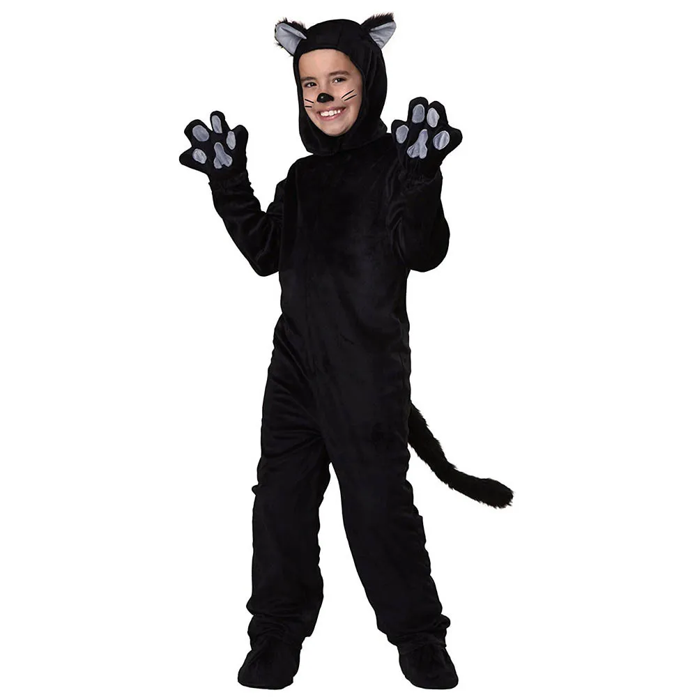 

Kids Animals Black Cats Halloween Cosplay Costumes Boys Girls Party Role Playing Stage Show Outfit Children Photography Jumpsuit