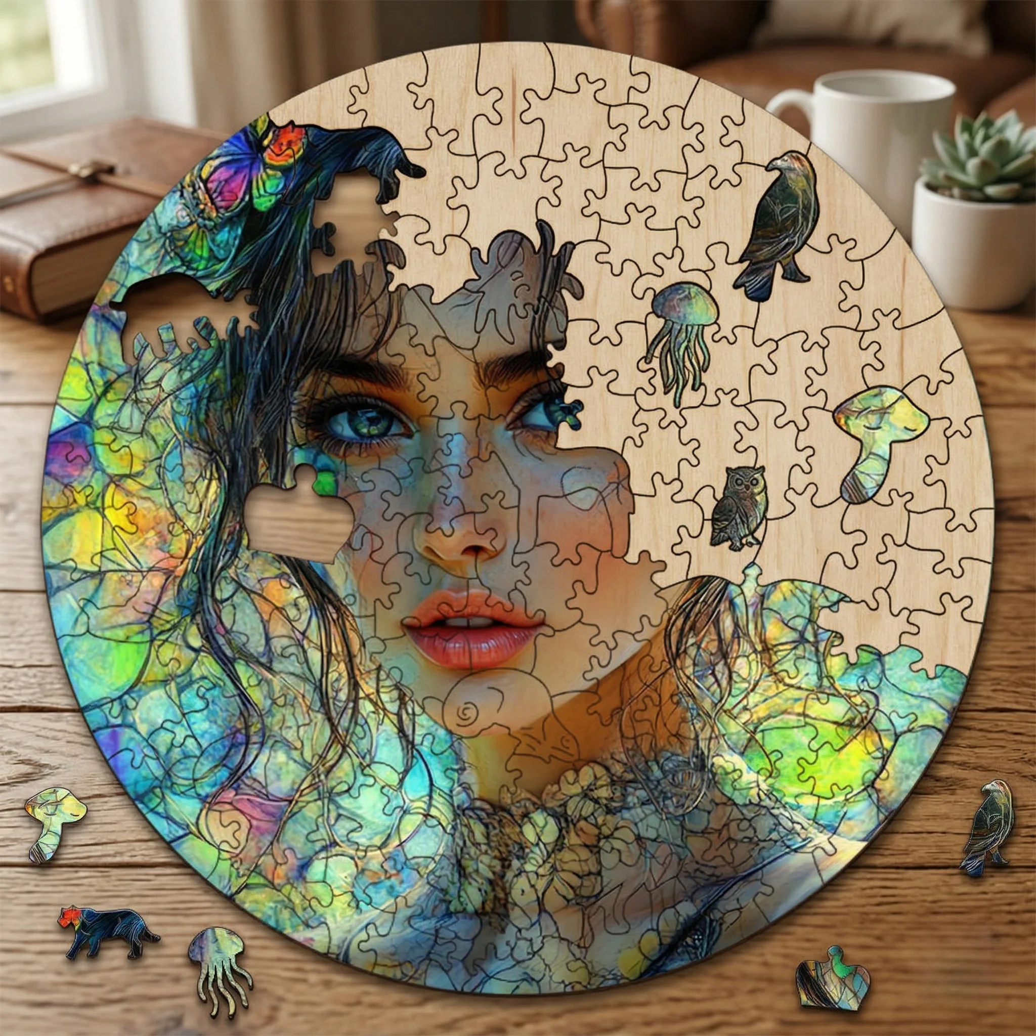 

Fantasy Fairy Portrait Mosaic Art Irregular Wooden Puzzle Adults Fun Room Decor Anti Stress Cutecore Juegos de Mesa Perfect Gift
