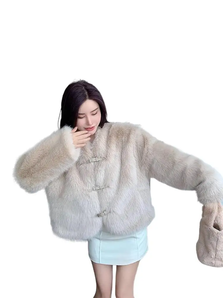 

Женская одежда 2025 года, свободная модная шуба из искусственного меха, новинка зимы 1208