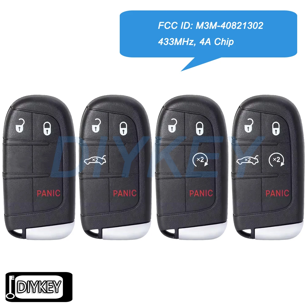 

Умный дистанционный автомобильный брелок с чипом 433 МГц 4A для Chrysler 200 300 для Dodge Charger Challenger 2019-2023 FCC ID: M3M-40821302