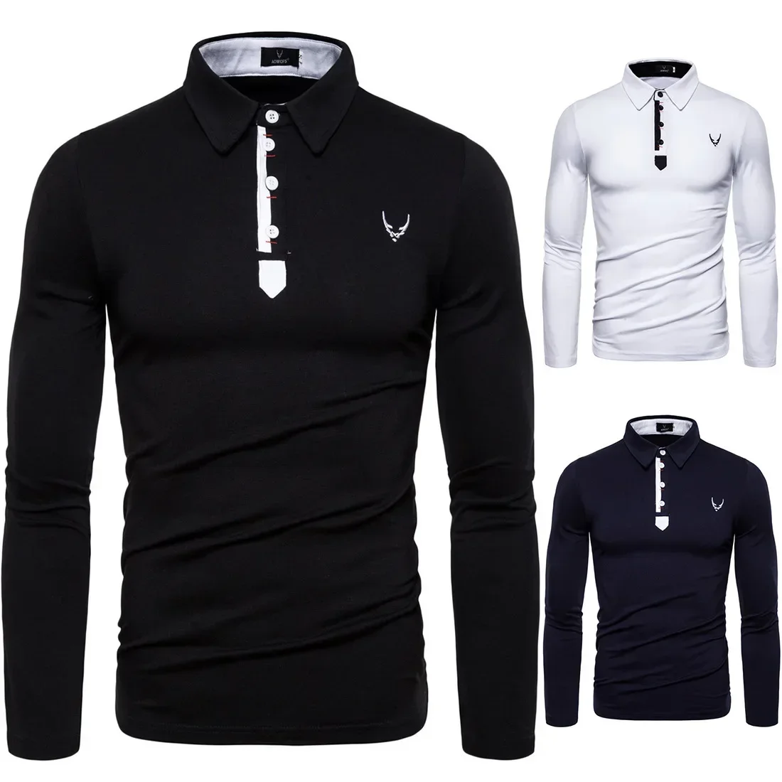 

2023 Autumn Men's Long Sleeved T-shirt Youth Leisure Sports Colored Embroidered Men's POLO Shirt