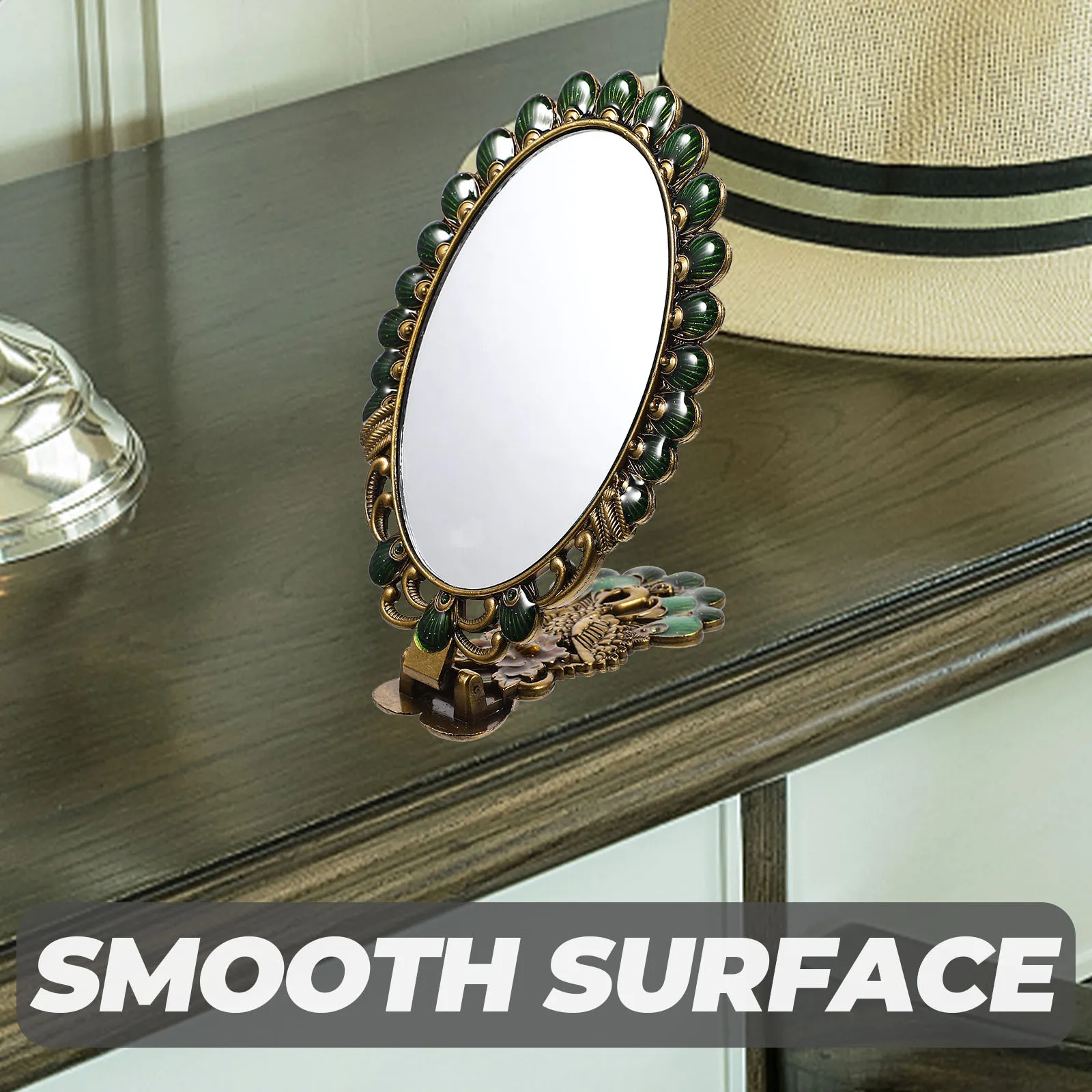 Compact Vintage Handheld Mirror for Travel Makeup Use Portable Foldable Mirror Chic Women's Dressing Tool