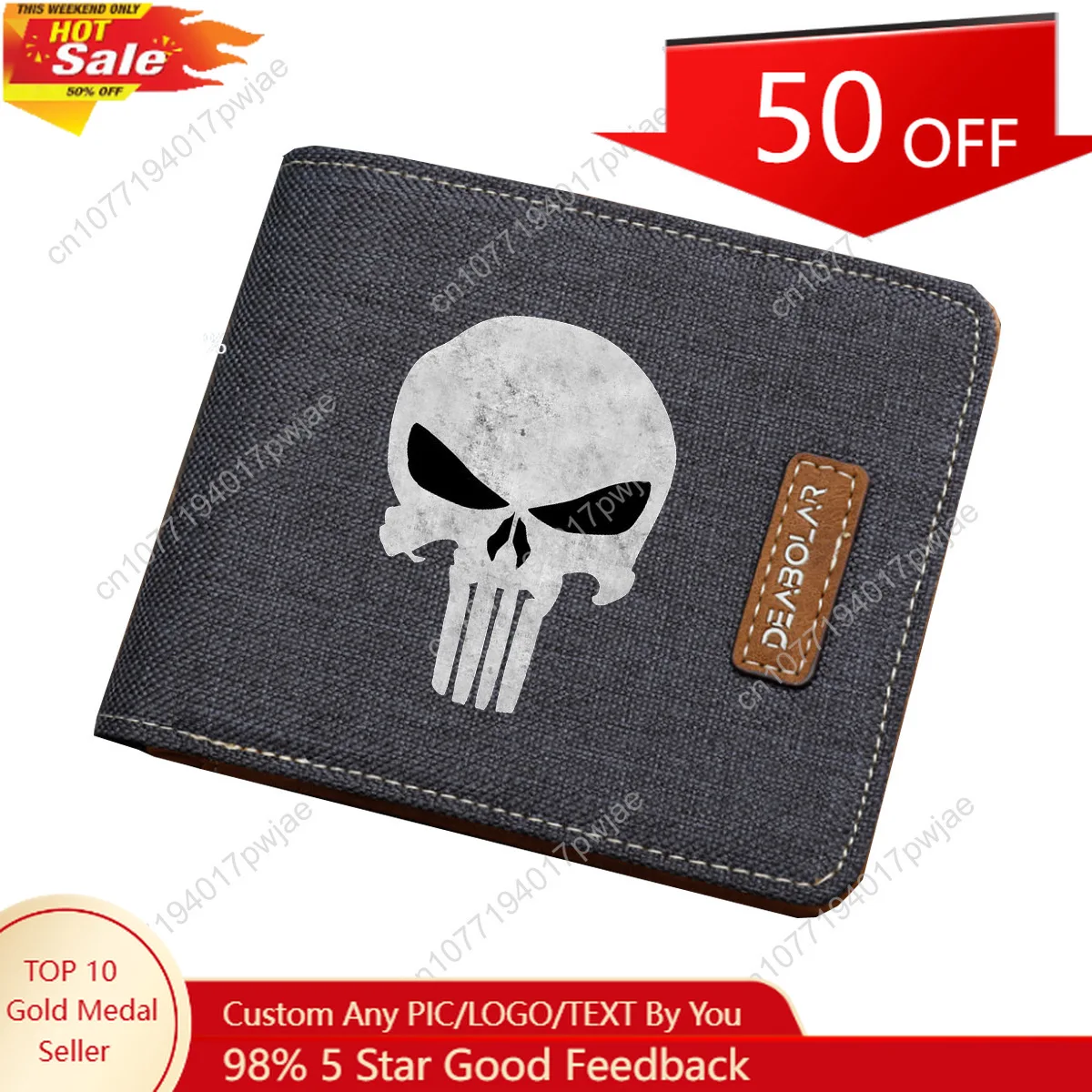 

Marvel Comics "The Punisher" Themed Canvas Wallet — Trendy, Creative, and Anime-Style Coin Purse