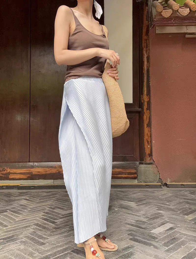Pleated T-Shirt 2026 Summer New Japane Irregular Cut Pile Collar Top Simple Fashion Lightweight Wrinkle-Free Women Skirt