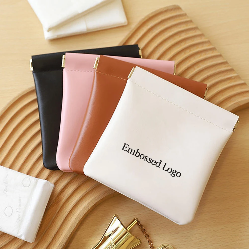 

24 Multi-functional PU Cosmetic Storage Bags Custom Logo Shrapnel Bag Travel Organizer Jewelry Earrings Lipstick Key Data Cable