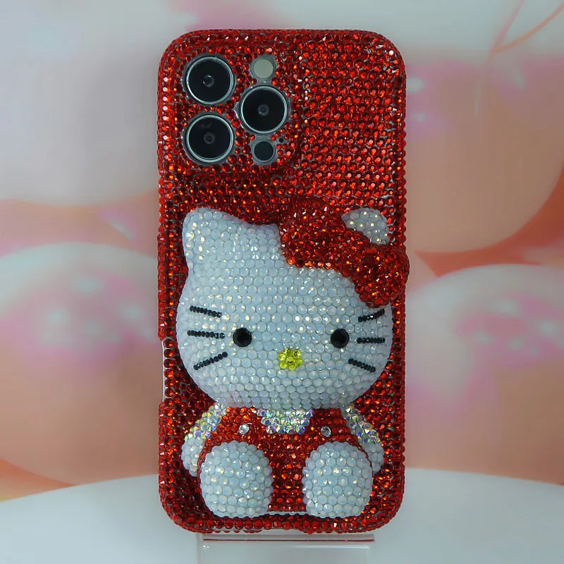 

Чехол для телефона Sanrio Y2K Hello Kitty для iPhone 17, 16 Pro Max, 15, 14, милый мультяшный чехол со стразами, подарок для девушки на фестиваль