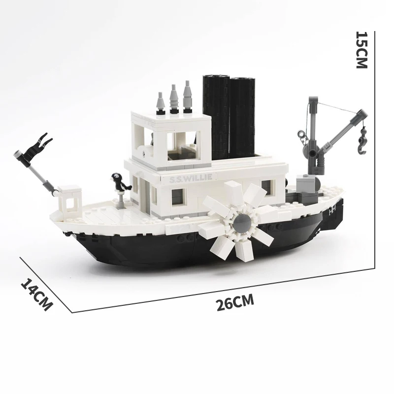 Kit de blocs de construction de bateau à vapeur noir et blanc pour enfants, briques MOC, jouets pour garçons, cadeaux de Noël pour adultes, décoration de la maison, 21317