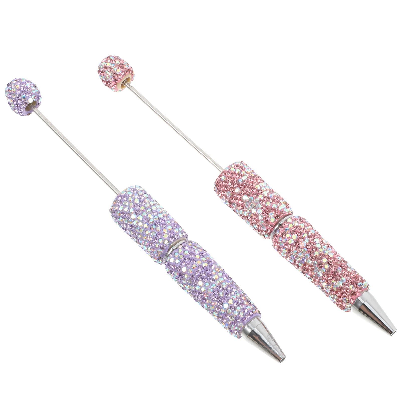 

2 Pcs Diamond Ballpoint Pen Beadable Pens Bulk Pencils Beautiful for Women Space Office