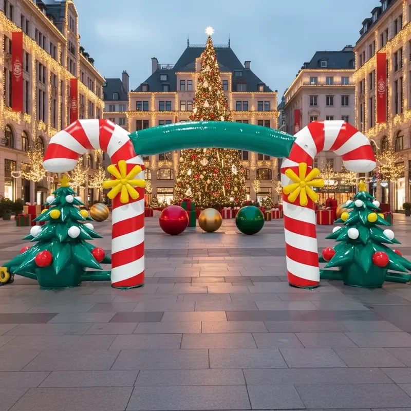 6m Giant Inflatable Christmas Arch Outdoor Holiday Decoration Blow Up Xmas Tree Entrance Gate Yard Party Festival Decor