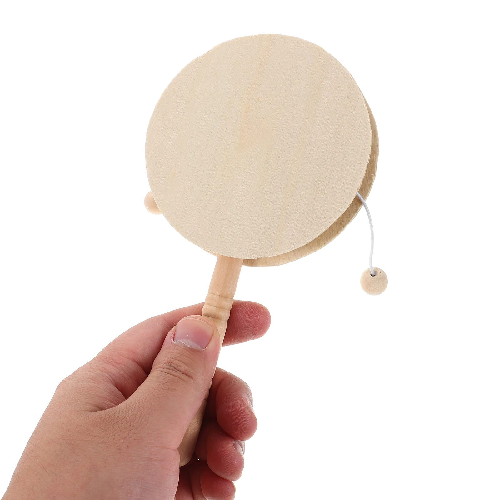 

6 Pcs Blank Rattle Kids Percussion Painted Round Hand Bell Rattles Wooden Unfinished Drums Musical Instruments Child