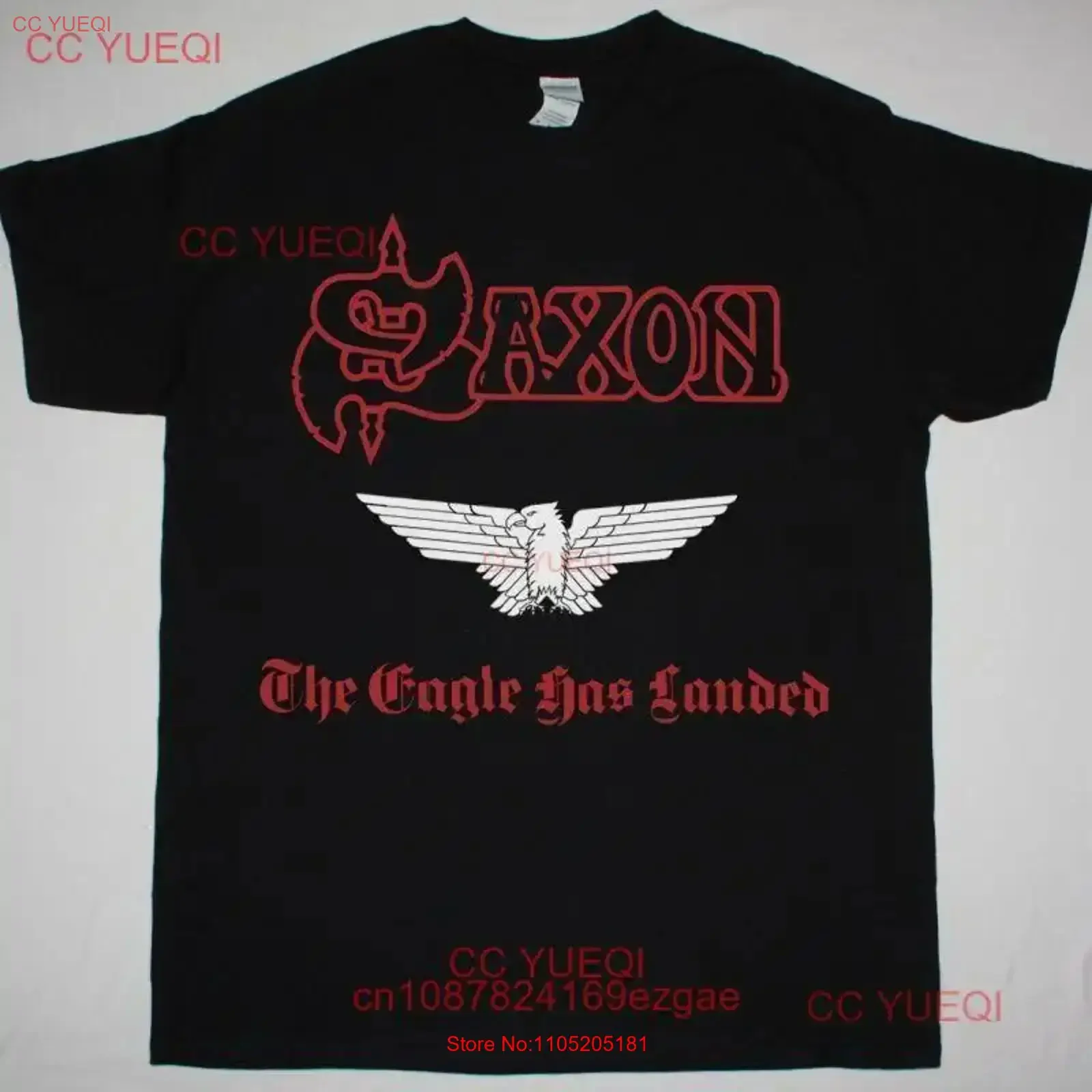 SAXON THE EAGLE HAS LANDED 1982 NEW BLACK T SHIRT vintage Washed streetwear homme Stylish Comfortable fashion Unisex