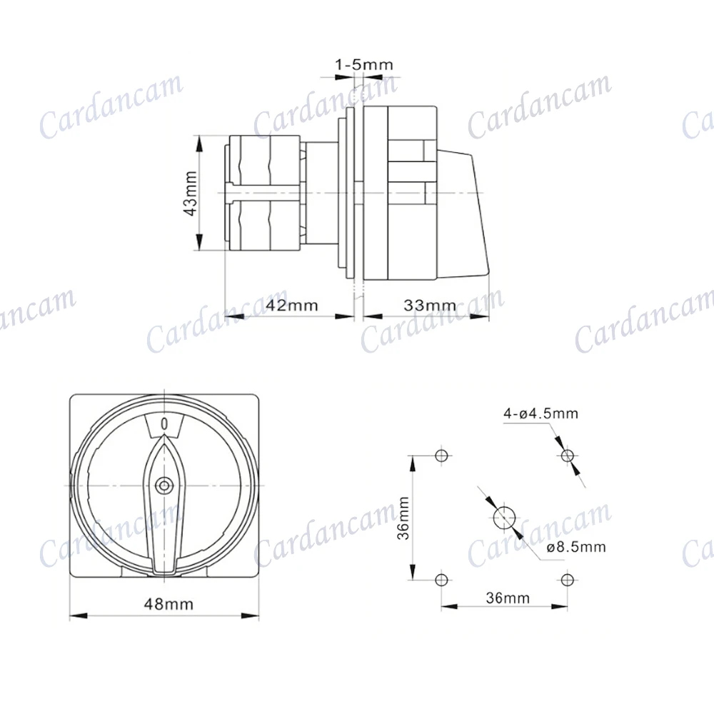 Cardancam TA10-20A LW26-20A/LW39/LW38/CA10/C26 Rotary Changeover Switch Ui660V Ith 20A Small Panel with  Padlock2P/3P/4P/5P/6P