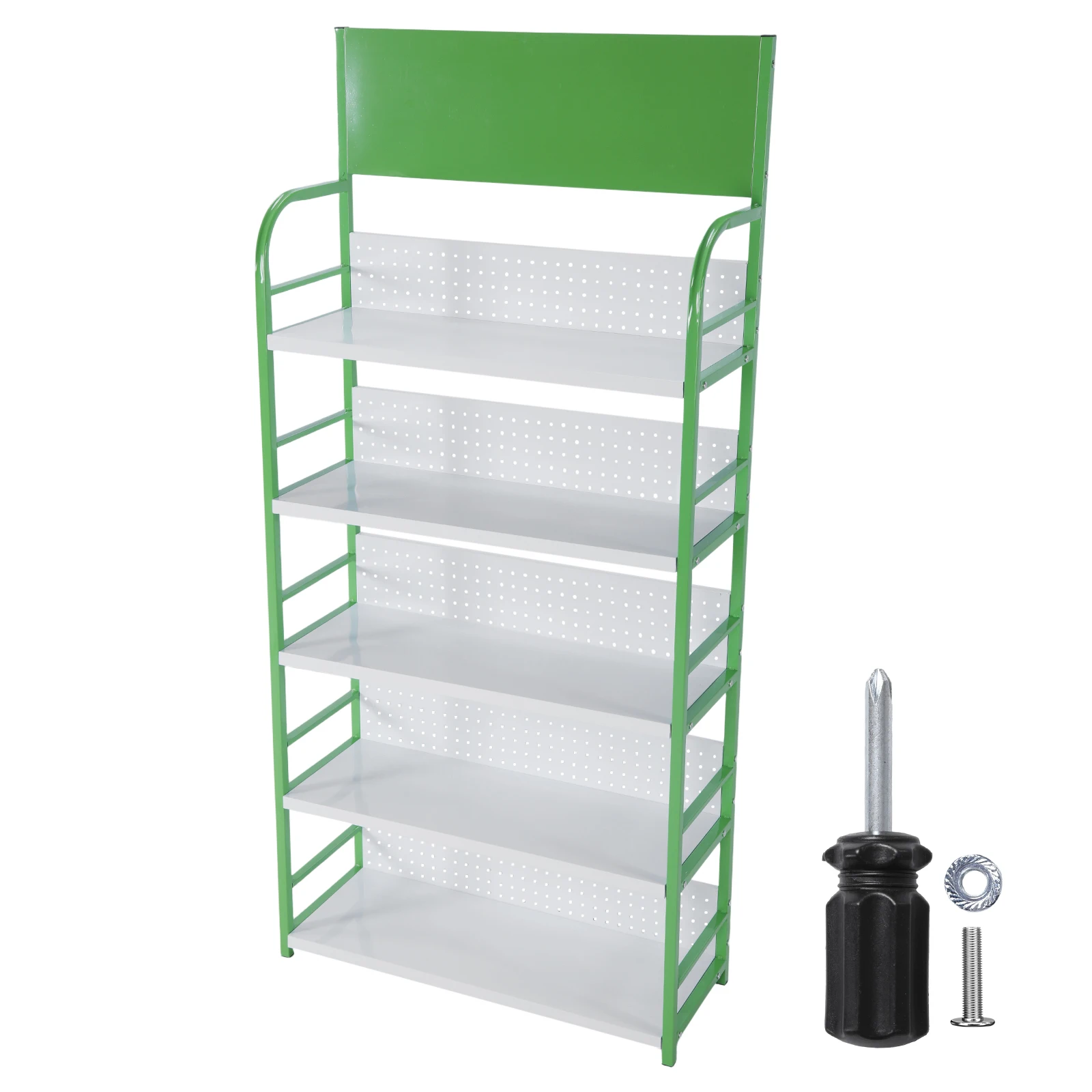 

5 Tier Floor Standing Snack Candy Rack Display with Signboard Metal Retail Candy Display Rack for Kitchen Office Living Room