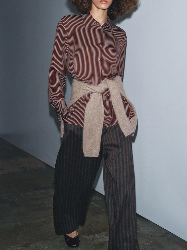 2025 Winter New Sweet Ele Casual Striped irt Women's Faionable Versatile Leisure Clothing Traditional Ethnic Stage Co...