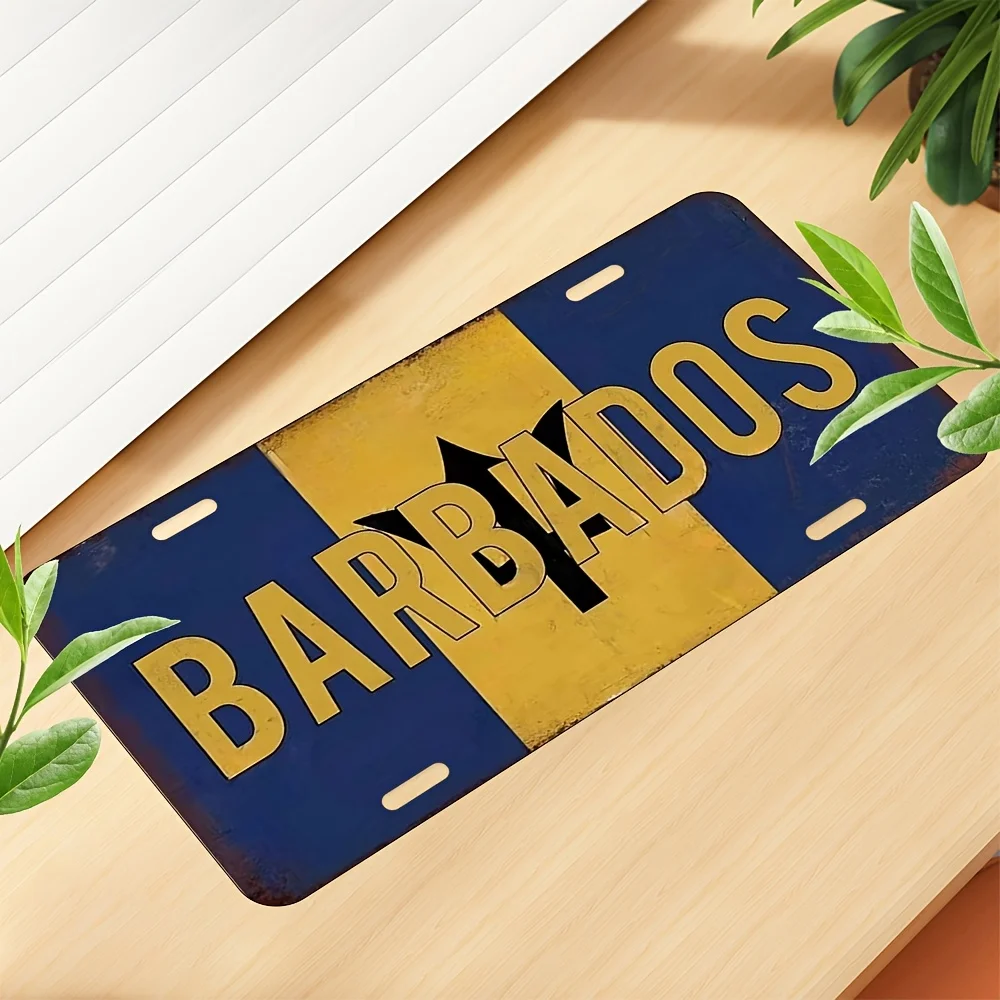 Barbados Metal Sign -  Retro Wall Decor with Waterproof Finish, Pre-Drilled Holes for Easy Hanging, Home, Bar, Garage, Lawn, Pe