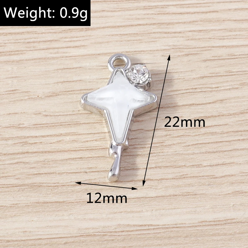 Tusember 4 Stück 12 x 22 mm brillante Kristall-Polaris-Stern-Anhänger für die Schmuckherstellung, DIY, handgefertigte Halskette, Ohrringe, Basteln – Detail 7