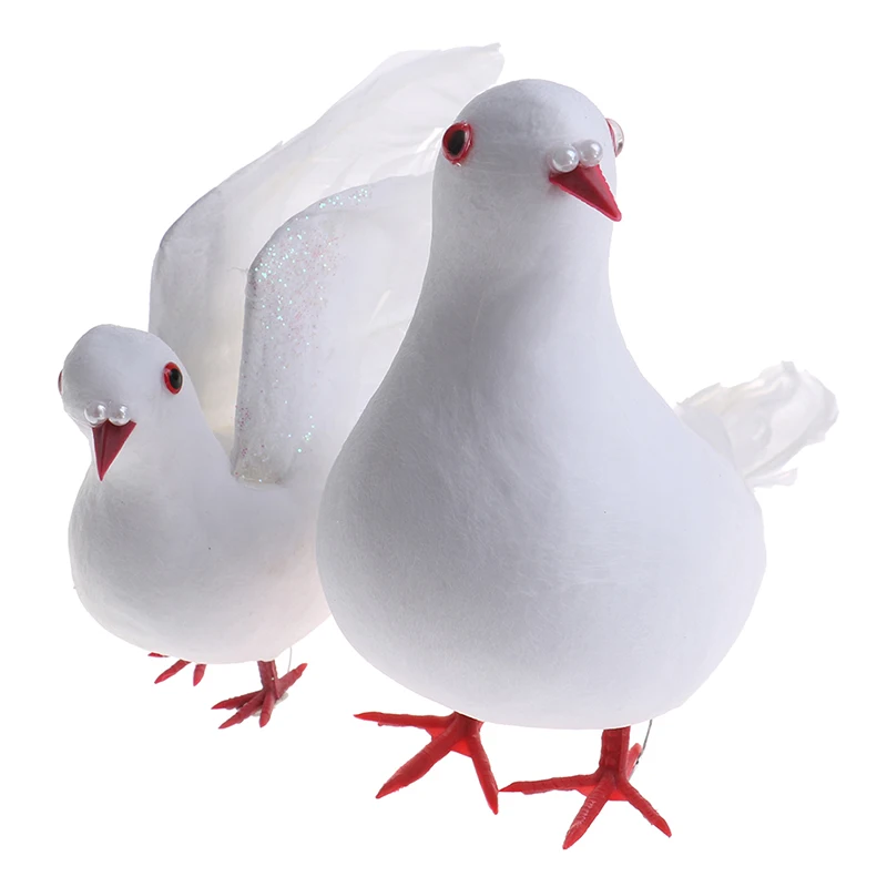 1Pcs Handcrafted Artificial Simulation Peace Dove Foam Feather Birds Wedding Crafts Ornament Garden Decoration