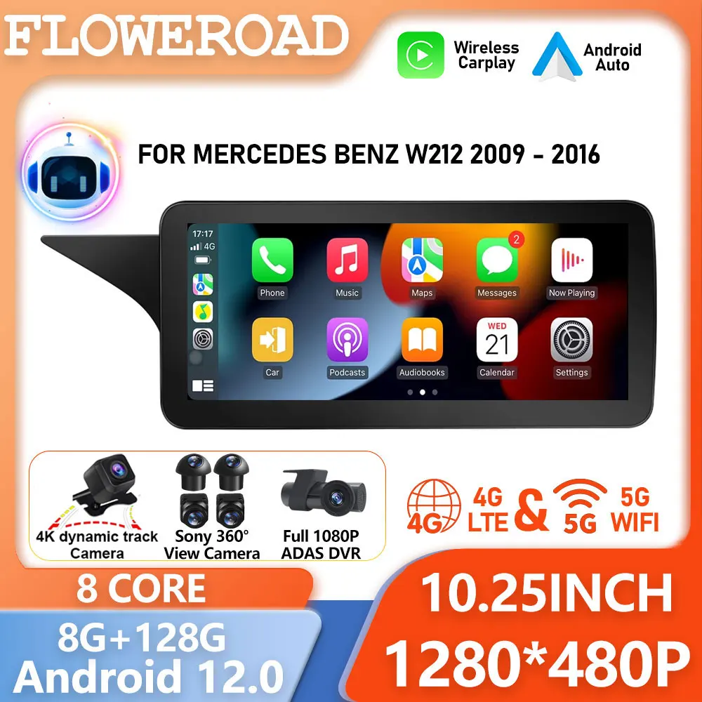 8 Core Android System For Mercedes Benz W212 2009 - 2016 Car GPS Navi Screen WIFI SIM BT Carplay IPS Screen Multimedia Player