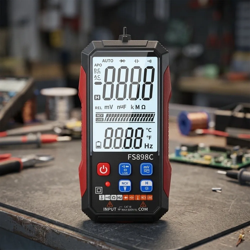 Professional Multimeter with True Measurement Backlit LCD USB-C Power CAT III 1000V CAT IV 600V and LED for illumination