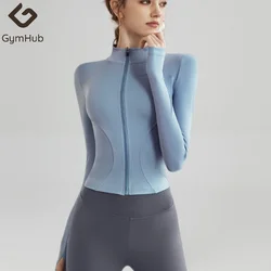 GymHUB Zip Fitness Long Sleeve Sports Jacket Yoga Shirt Quick Dry Gym Top Sunscreen Sportswear Running Coats