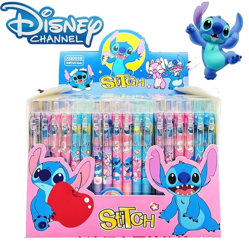 Disney Stitch Press Penna neutra Cartoon Anime Firma Penna Inchiostro nero 0.5mm Carino Cancelleria Forniture per ufficio Premio scolastico Regali per bambini