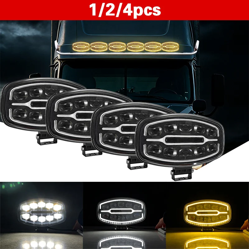 1/2/4pcs 9 Inch LED Light Off Road Headlight Spotlight Auxiliary Square Car Driving Light Flash White Yellow for Ford SUV Pickup