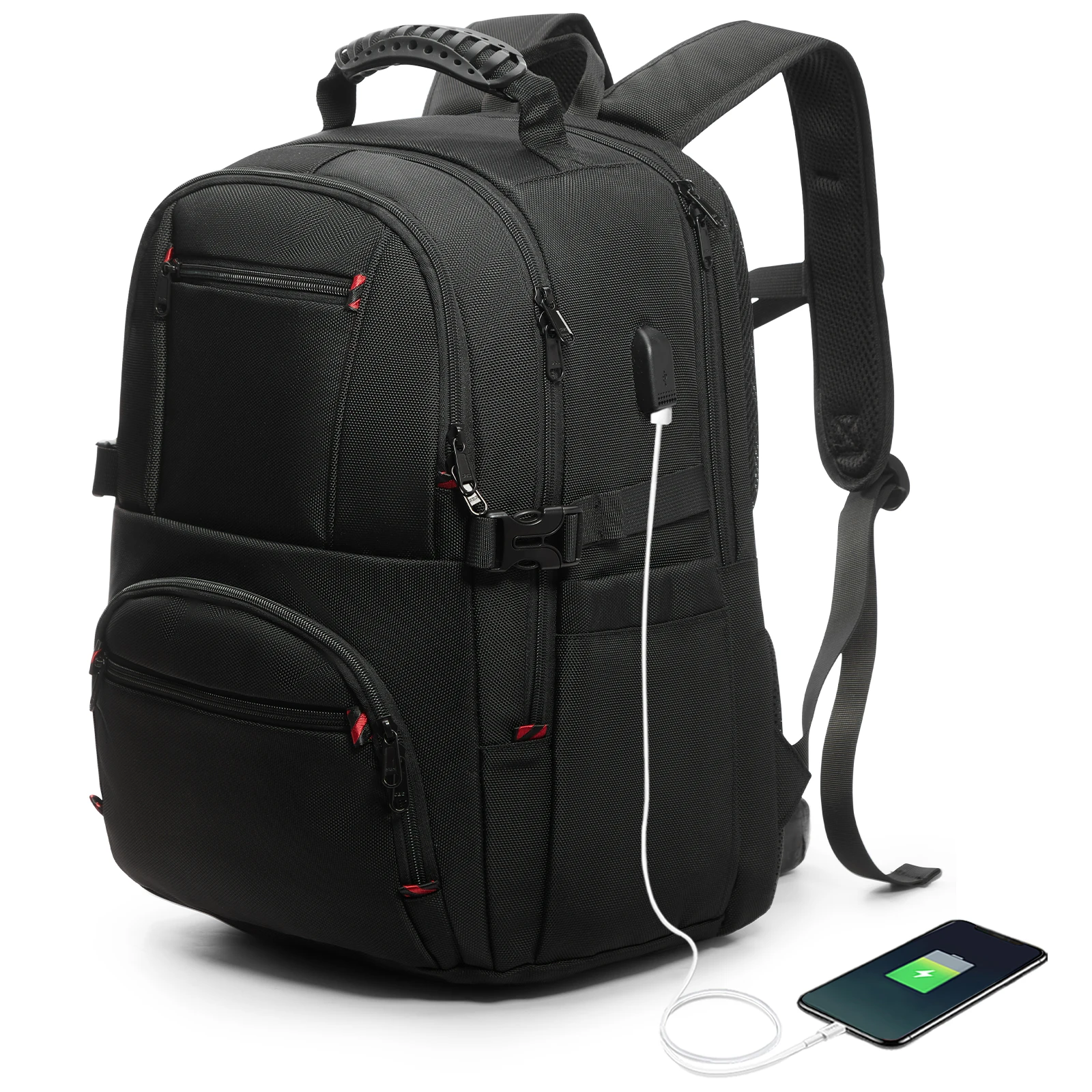 Extra großer langlebiger Reise rucksack mit USB-Ladeans chluss, Herren-Laptop tasche