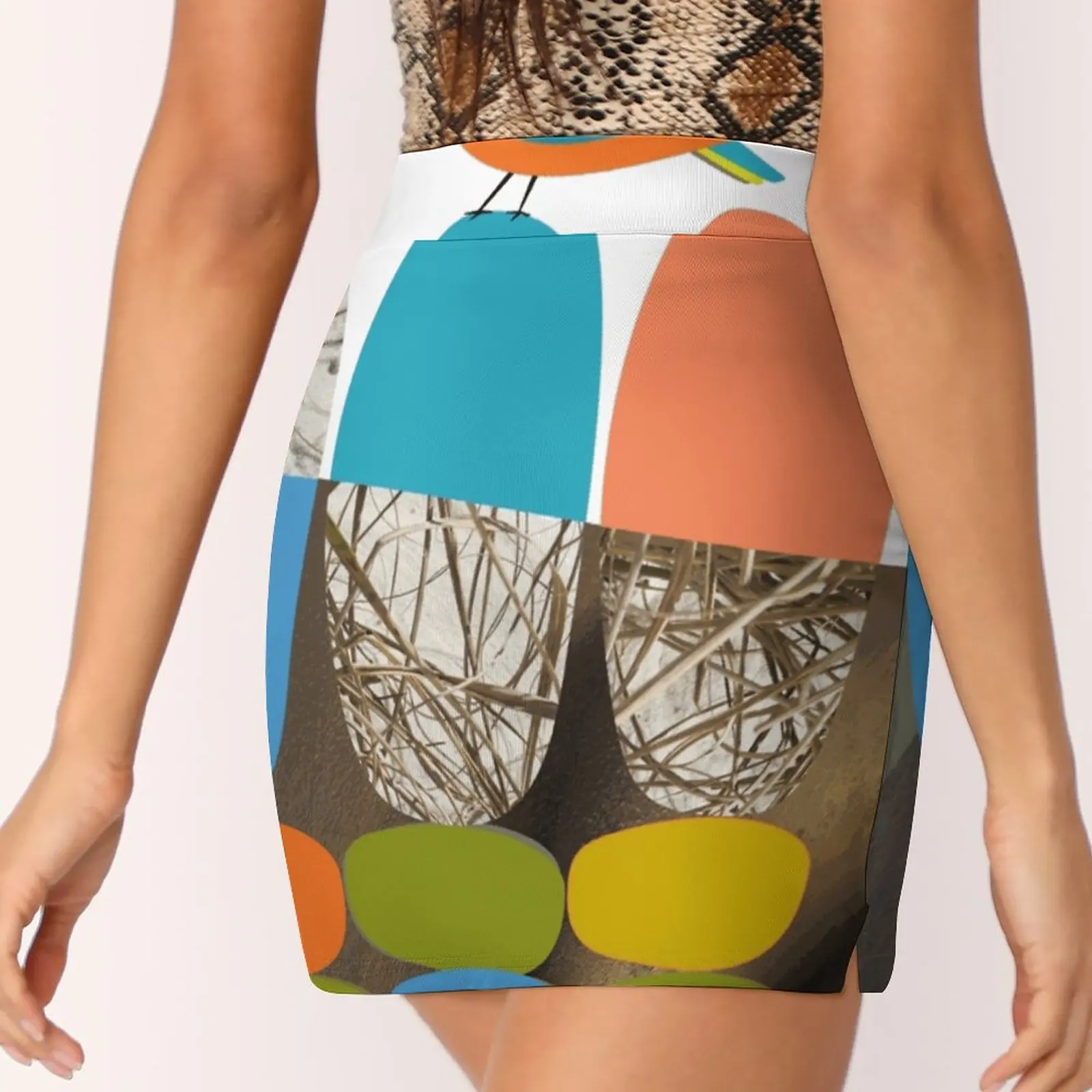 The Guardian Women's skirt With Pocket Vintage Skirt Printing A Line Skirts Summer Clothes Bird Nesting Nest Collage Whimsy