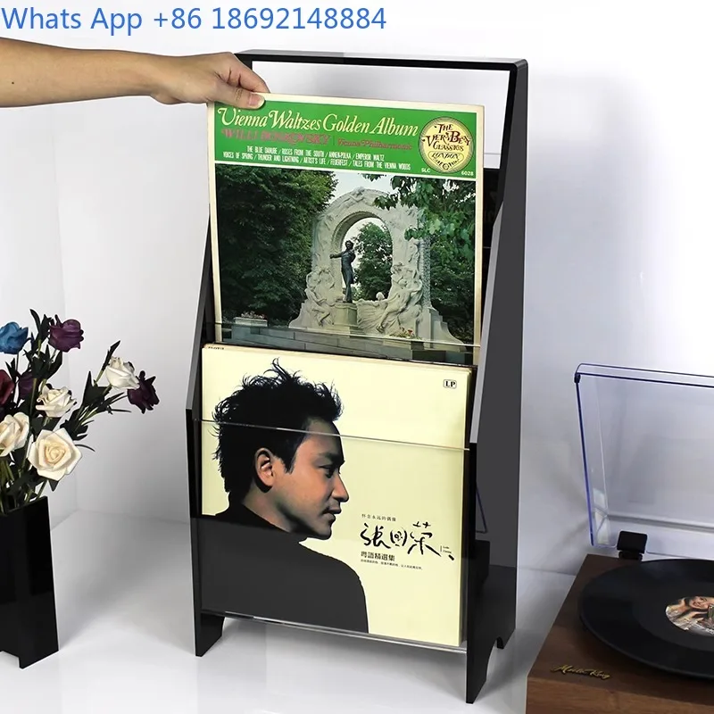 

Vinyl Record Storage Rack Transparent Acrylic Floor-standing CD LP Record Album Collection Storage Display Rack