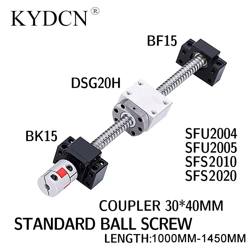 

SFU2004 SFU2005 SFS2010 Ball screw length 1000-1450mm screw, nut holder plus BK15BF15 support seat and coupling ball screw set