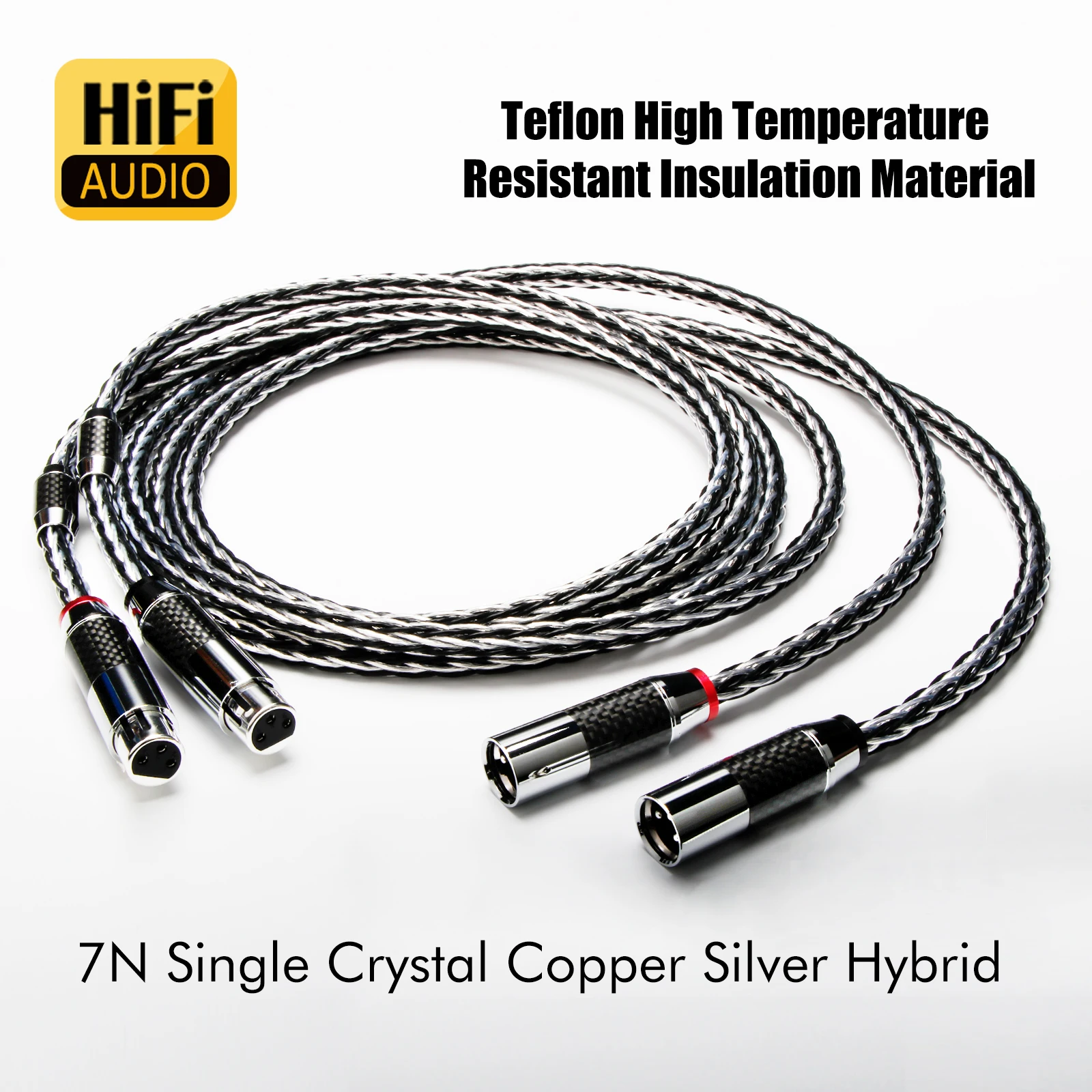Paar 8CS XLR-Kabel 16-adrig 7N OCC versilbertes XLR-Kabel Stecker auf Buchse verriegelter XLR-Stecker Splitter Audio-Symmetriekabel – Detail 8