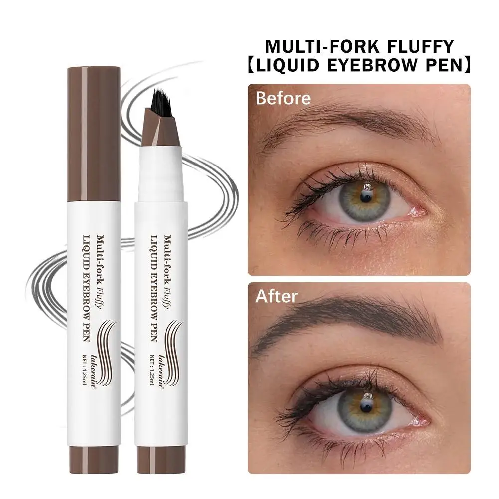 Lápiz de cejas multihorquilla Natural de larga duración, resistente al agua y al sudor, maquillaje de ojos profesional ultrafino suave