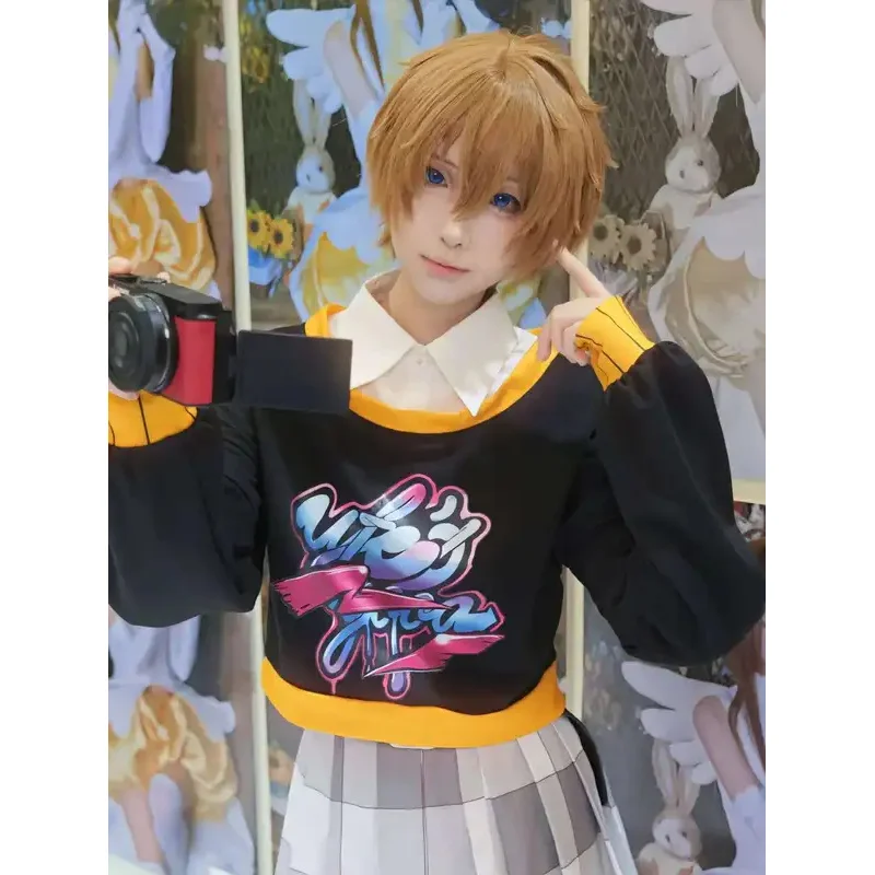 DY20Game P5X Cosplay Costume Anime The Phantom X Suwa Arai Top Pleated Skirt Wig JK Uniform Carnival Party Women Girls Full Set2 - view 5