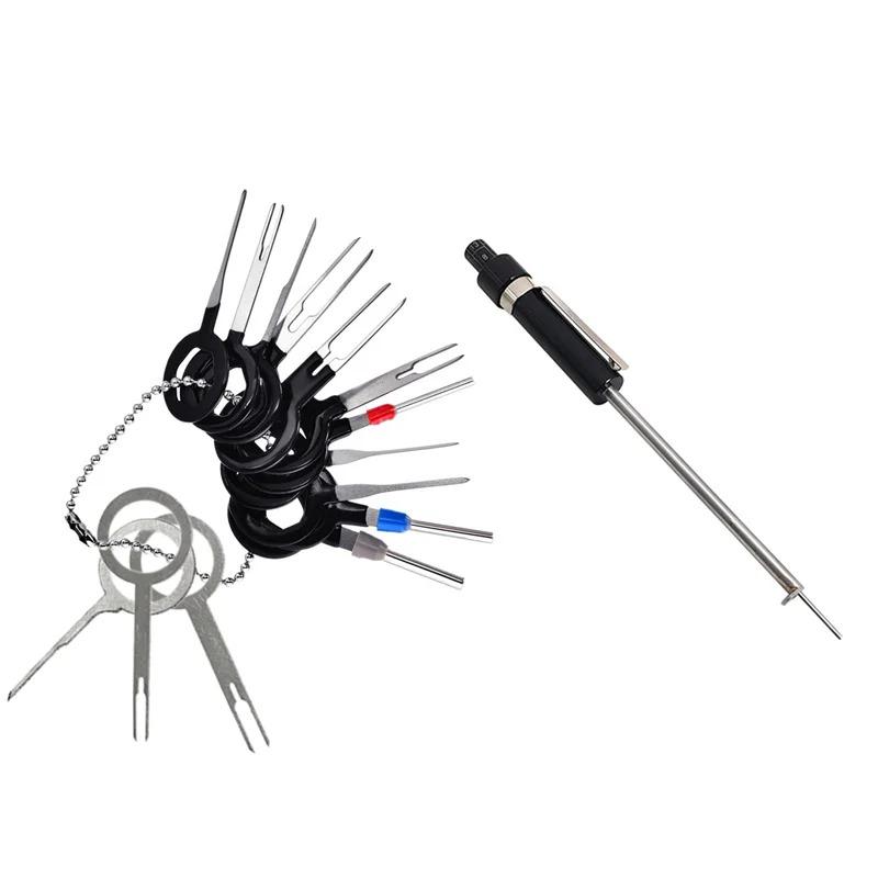 

14Pcs Auto Terminals Removal Key Tool Set (Silver) & 1X Brake Pad Detection Pen Scale Brake Pad Thickness Gauge-A93R