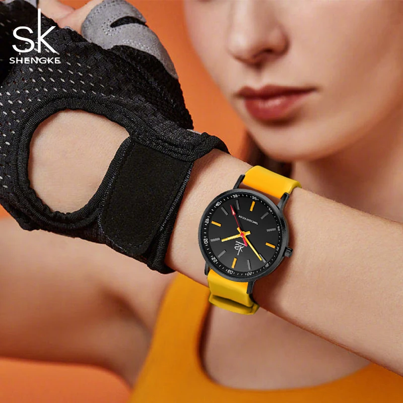 SHENGKE-Relógio Esportivo Feminino, Relógios De Pulseira De Silicone, Relógios De Pulso De Quartzo SK, Relógio Original Para Senhoras, Novo Design