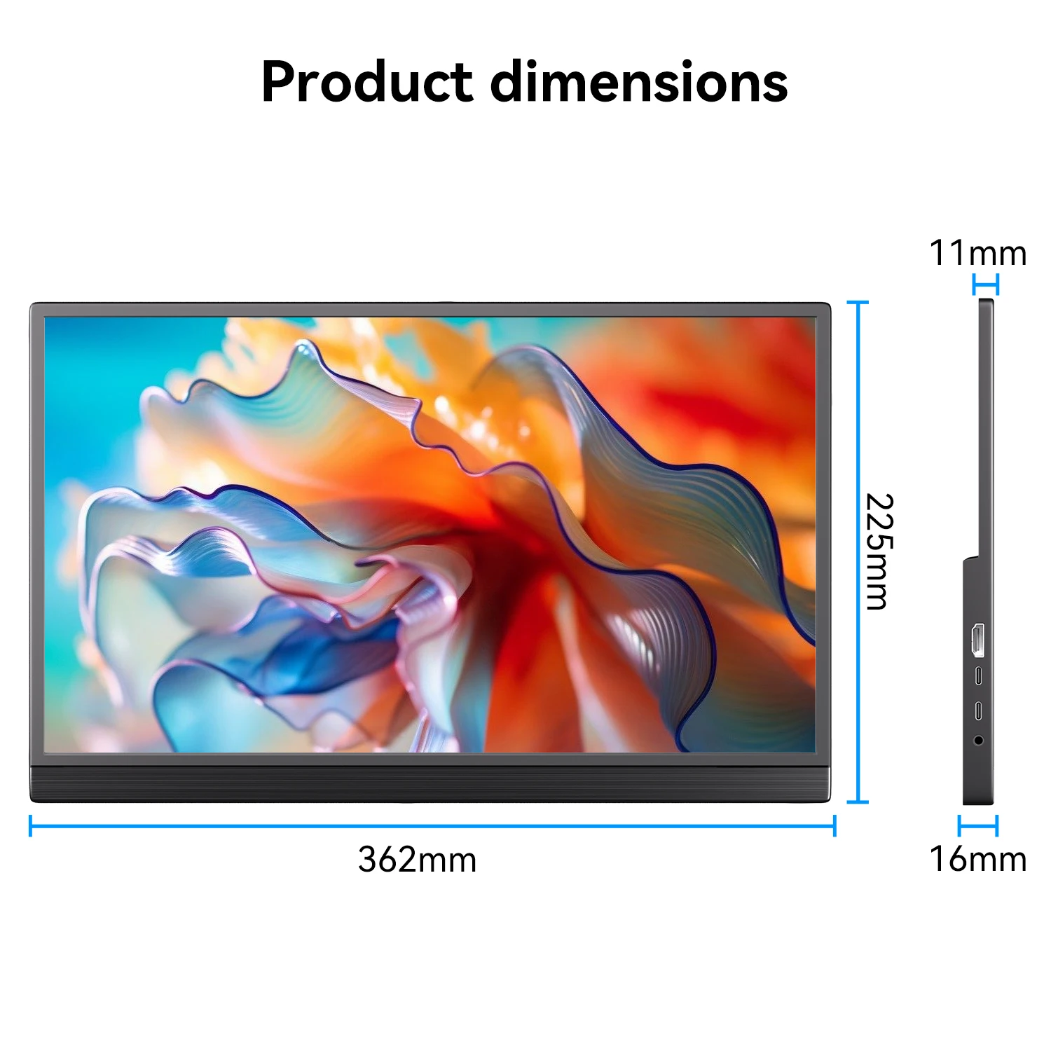 Portable 15.6-inch Touchscreen, 1080p 60Hz, with HDMI/Type-C Port Display, Suitable for Laptop Gaming and Office Use