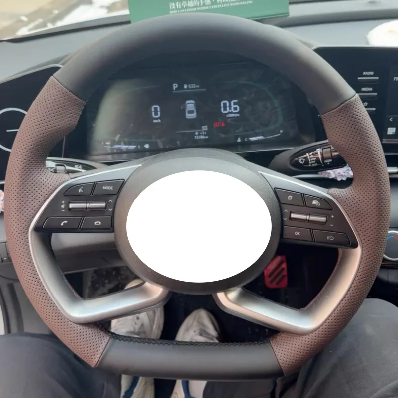 

Чехол на руль из натуральной кожи ручной работы для Hyundai Tucson L, Sonata, ix35, ix25, Elantra – лучшие аксессуары
