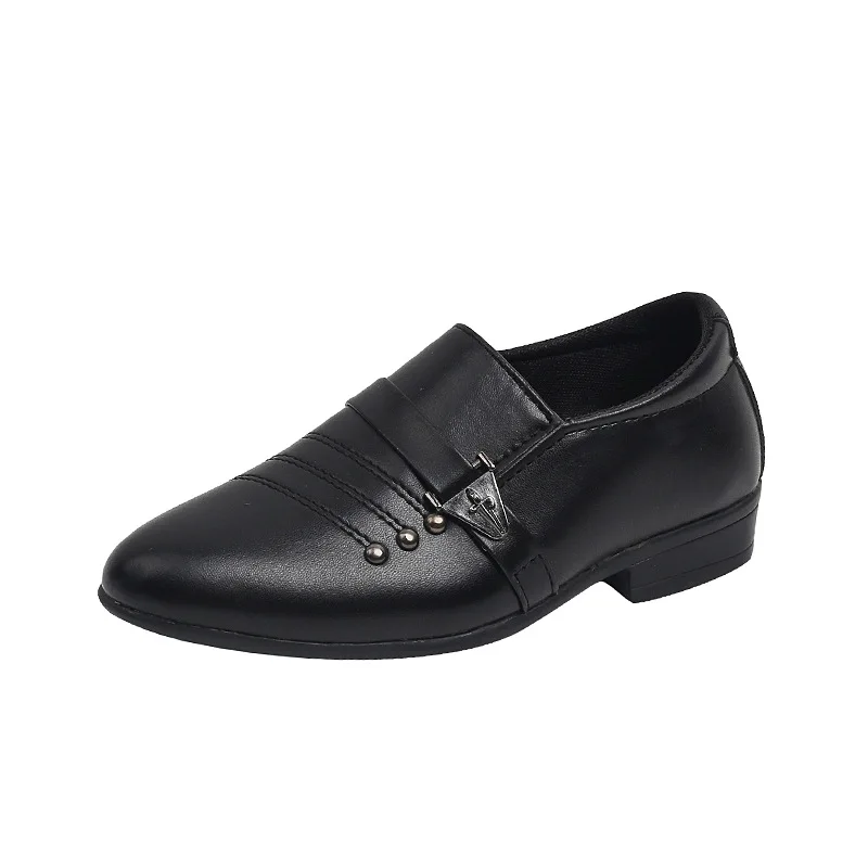 New Kids Shoes for Boys Performance Mary Jane Shoes for Fashion Party Wedding Shows Children Black Slip-on Loafers Leather Shoes