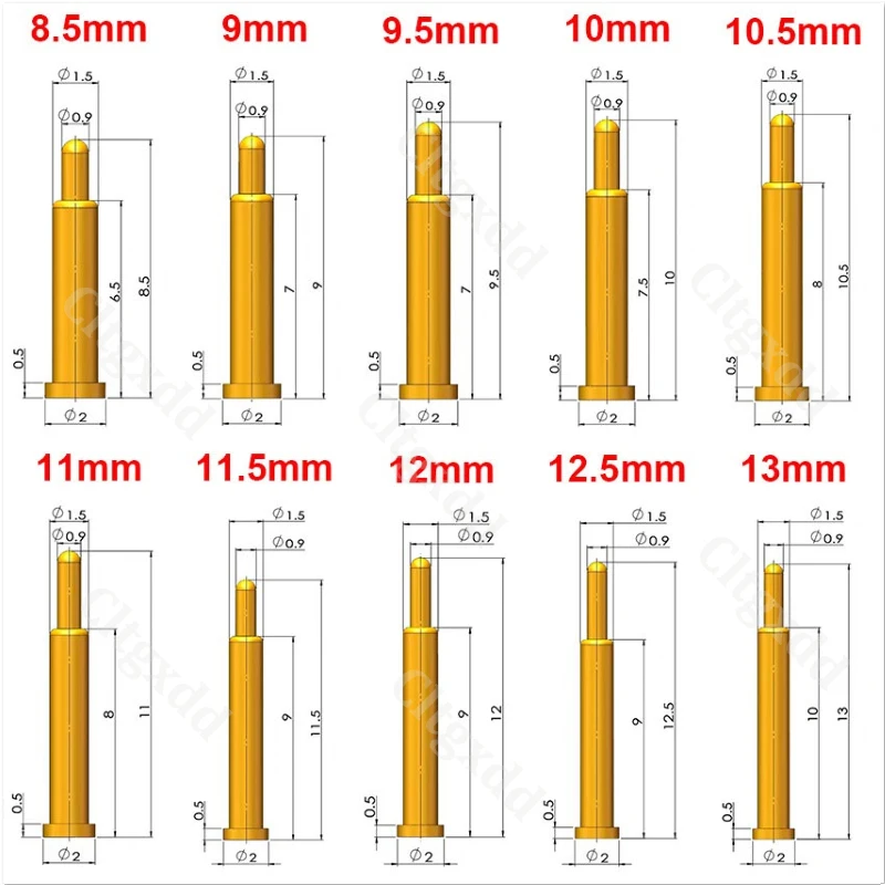 5 Stück Pogopin-Stecker, Pogopin-Batterie-Federkontakt, SMT-Pin, PCB, 1,8–22 mm, Prüffeder, Prüfspitze für Batteriekontaktprüfung – Detail 13