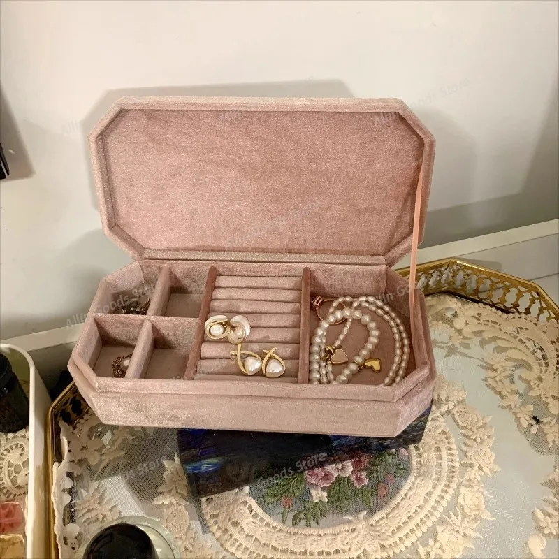 Velvet Rings Jewelry Box Luxury Necklace Storage Box Retro Earrings Bracelet Display Case Jewellery Showcase Container for Gift view 3