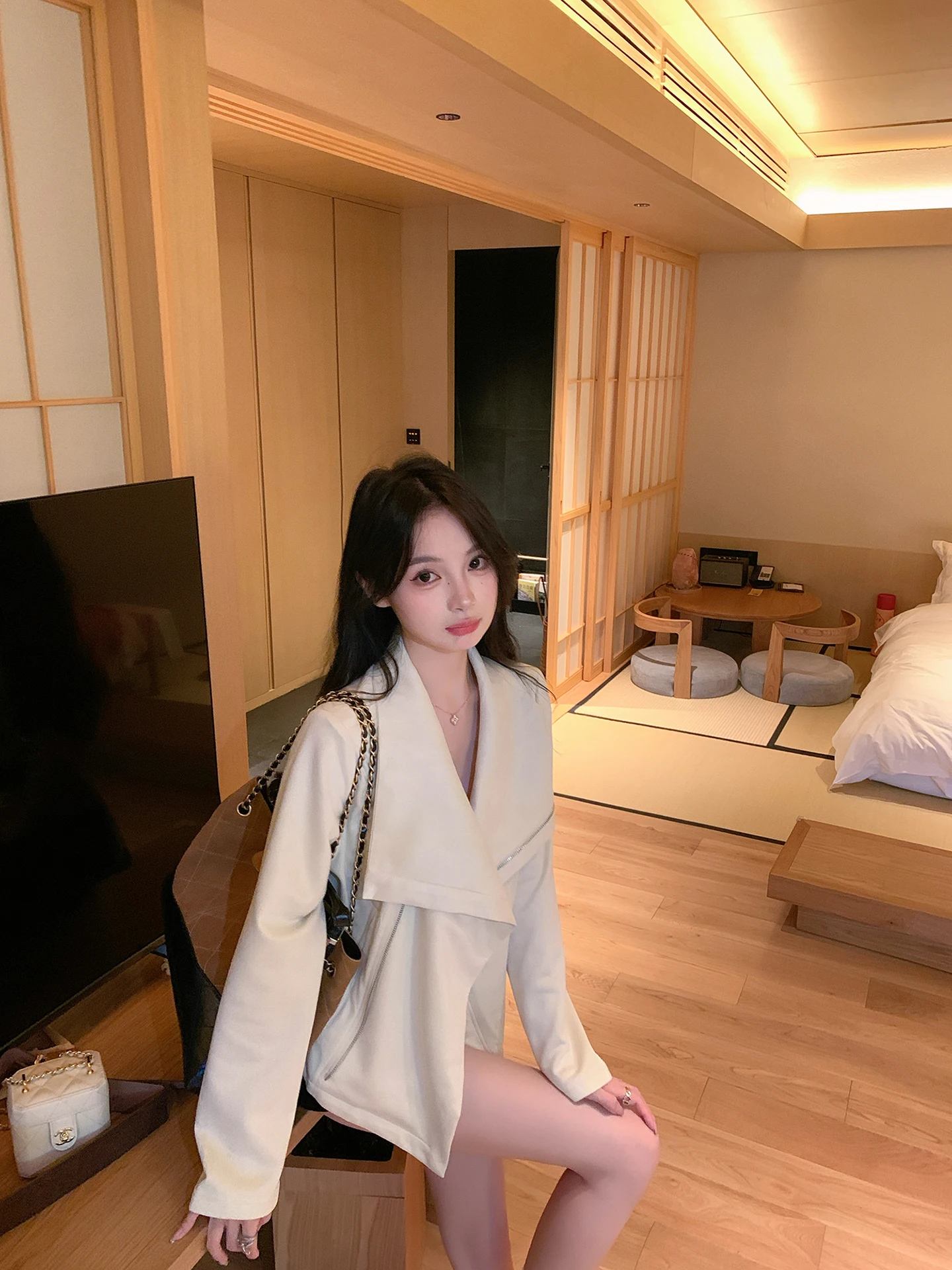 

ZhouYeye Women's Suede Collar Jaet Beautiful Unique Early Spring New Sle ort Outerwear Stand Fit Long Sve Zipper