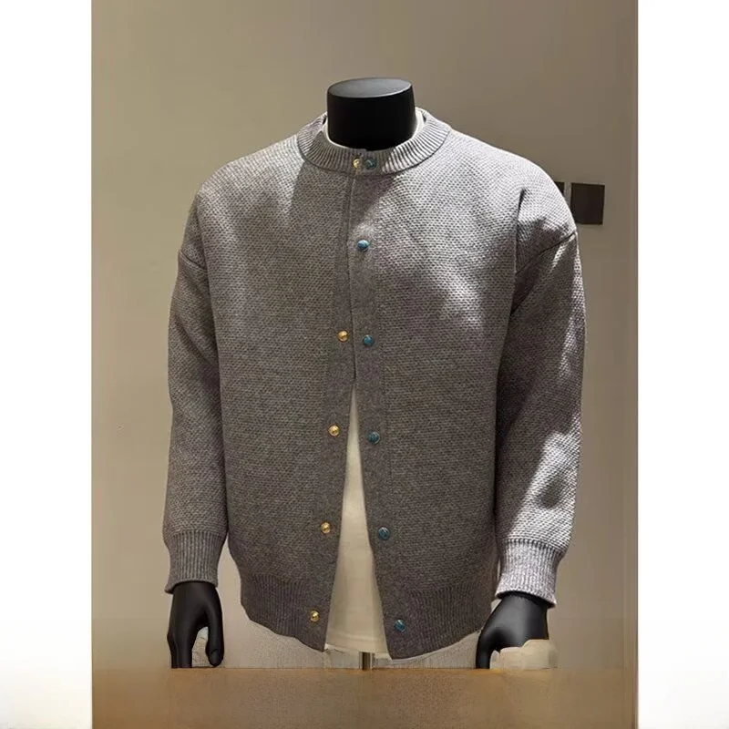 

Spring American Trendy Brand Turquoise Button Stand Collar Jaet Coat Couple Casual Versatile Color Baseball orm