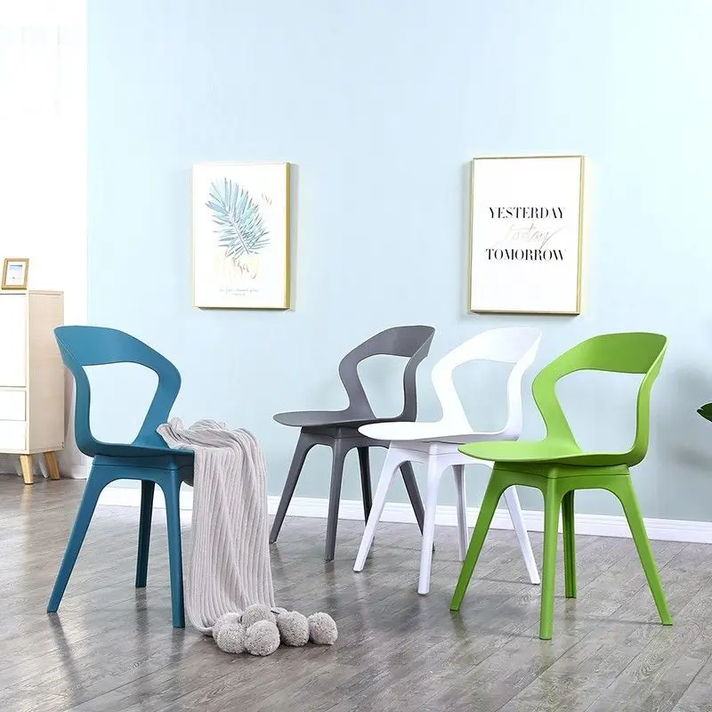 

Nordic Plastic Dining Chair - Minimalist & Comfortable Home Seating, Trendy Arched Backrest Leisure Chair