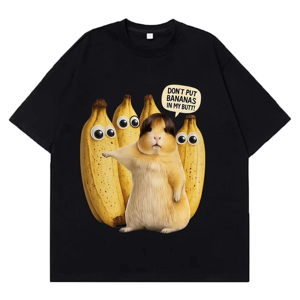 Funny Hamster Banana Animal Meme Graphic T Shirt Women Hip-hop T-shirt Summer Short-sleeved Loose Casual  T-shirts